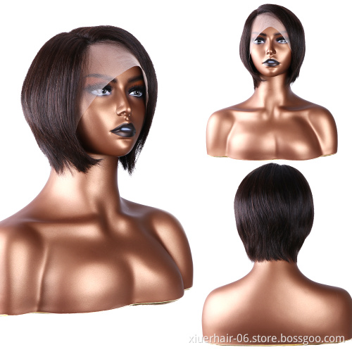 Soft Beauty Ready Stock Wholesale Ombre Afro Bangs Virgin Remy Lace Front Wig Human Hair 100% Brazilian with Baby Hair